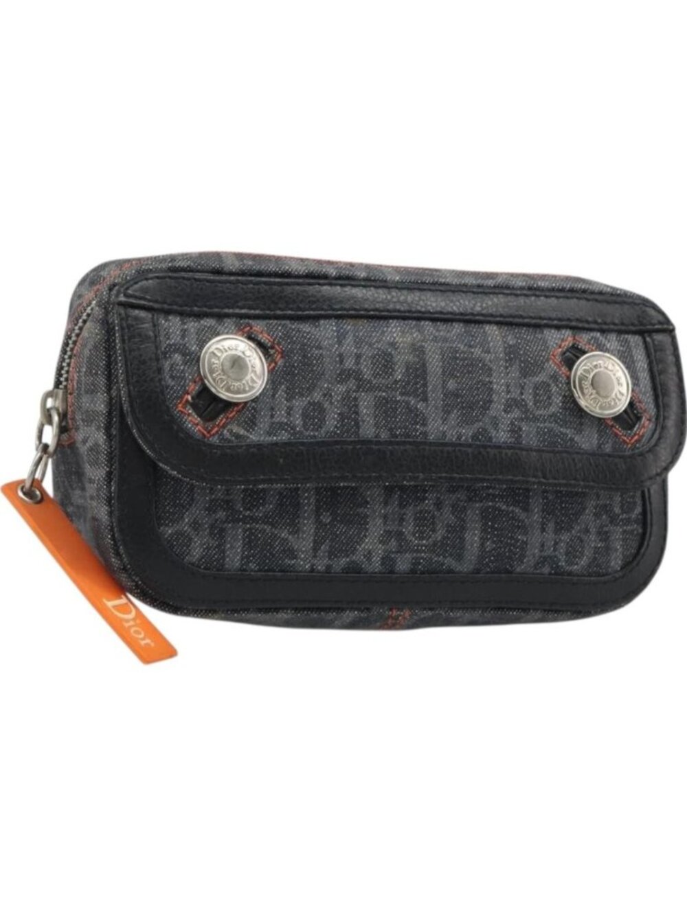 Christian Dior Trotter Canvas Flight Pouch Black Silver